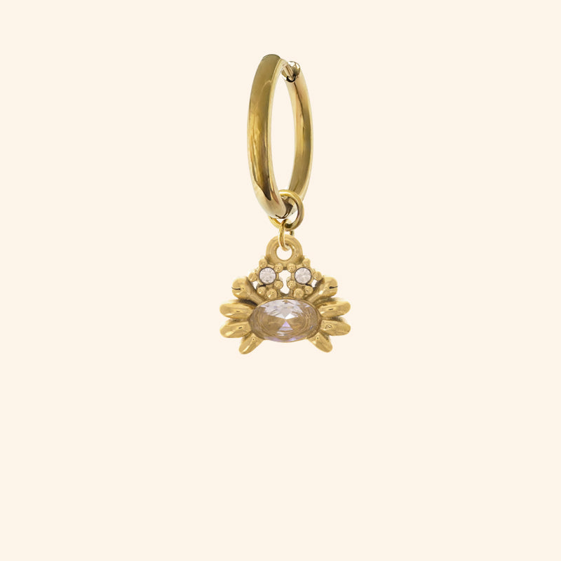 #gauche_Boucle créole_Pampille crabe zirconium