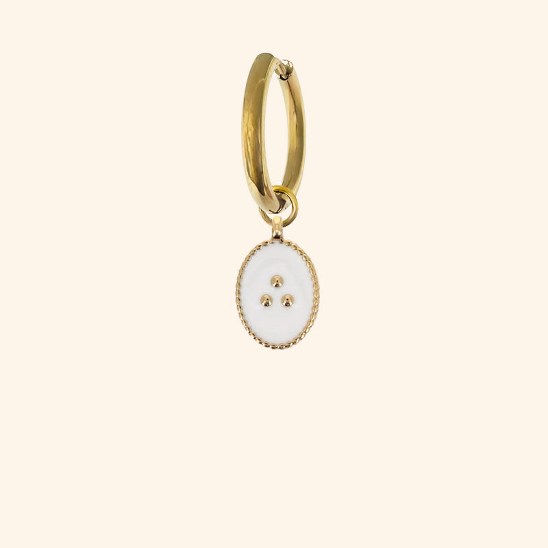 #gauche_Boucle créole_Pampille médaille blanche